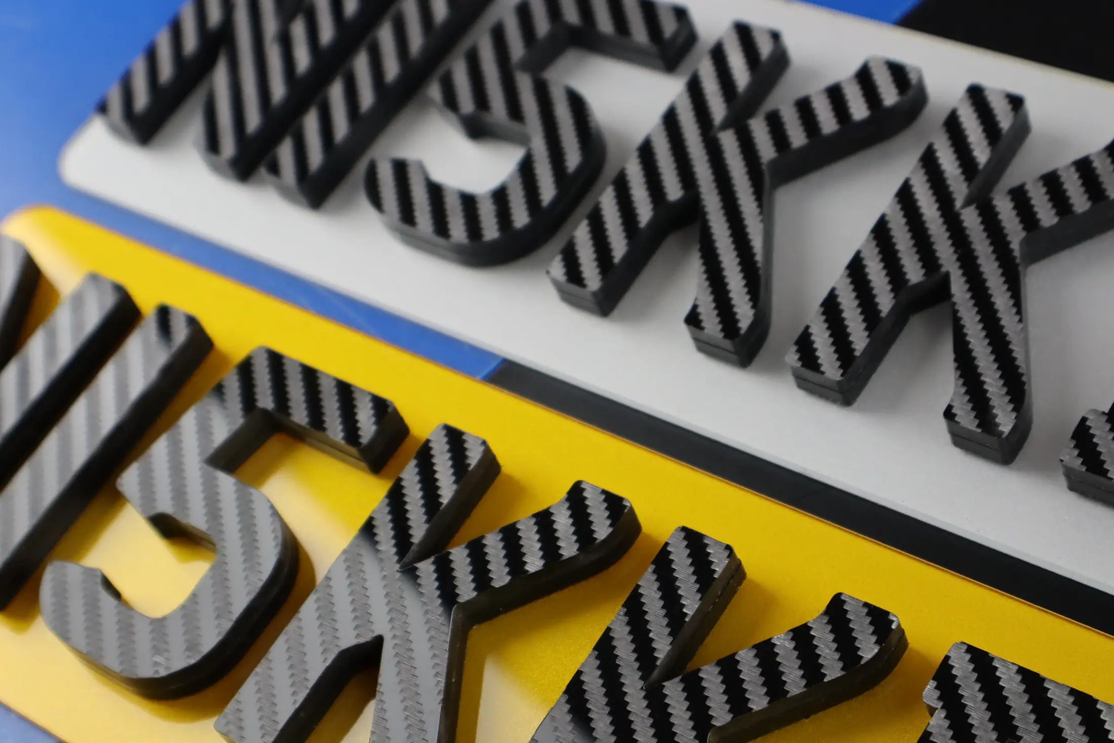 Extra Chunky 10mm Acrylic Plate with Carbon Fibre Engraved Finish Short 36cm Custom Display Plate LB74