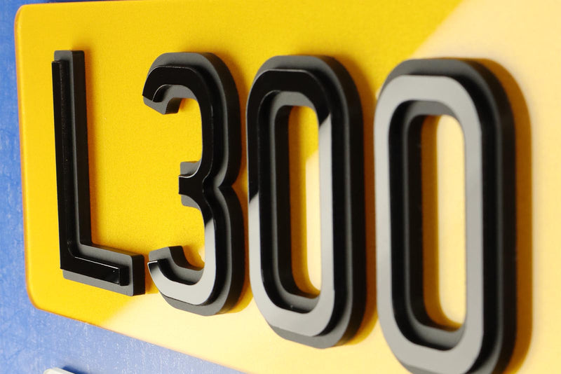 Pair of Shadow 8mm Matte/Gloss 4D Ghost + Pyramid YinYang Combo 4D Number Plates