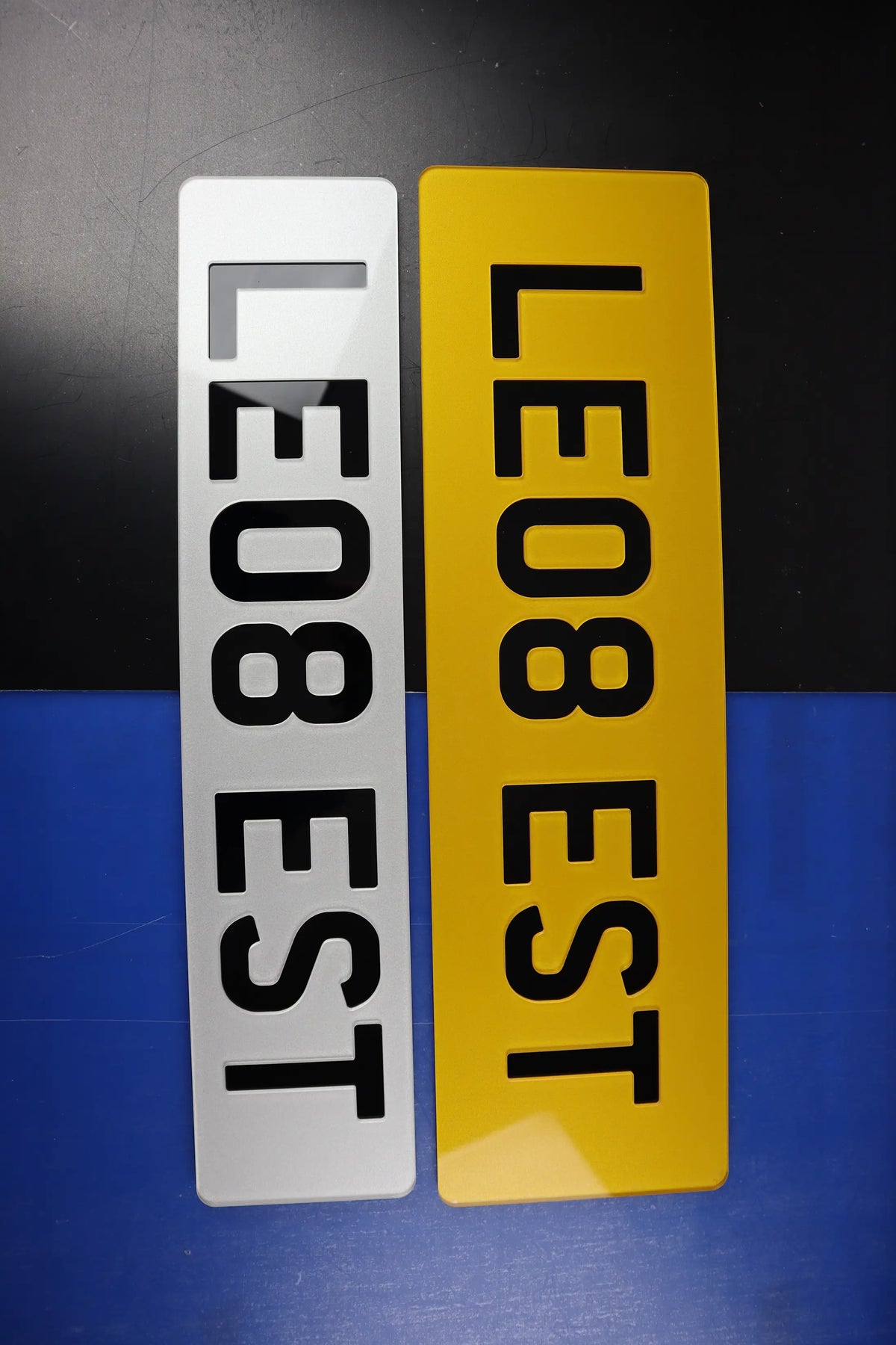 Negative Style Inlaid 5mm Acrylic Number Plates with Printed Border Lookbook Pair LB109
