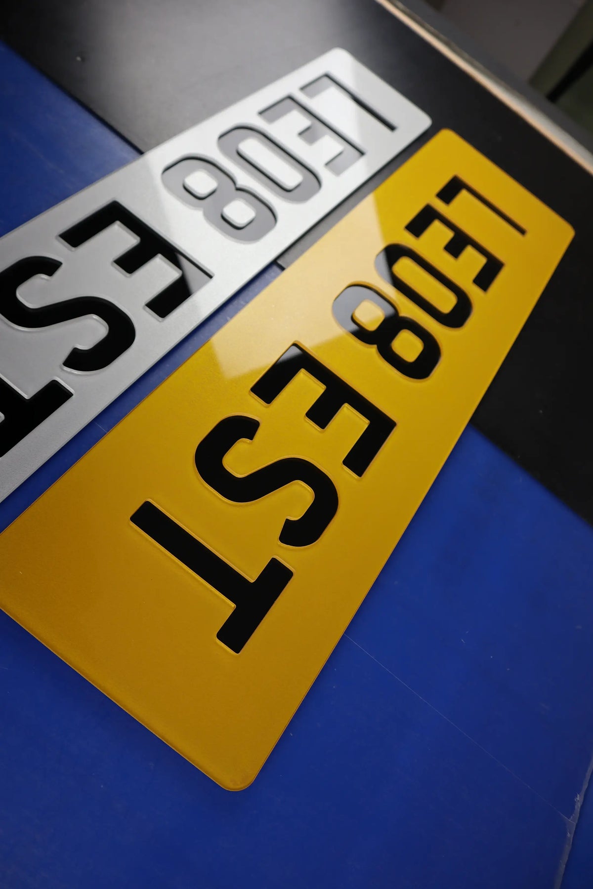 Negative Style Inlaid 5mm Acrylic Number Plates with Printed Border Lookbook Pair LB109