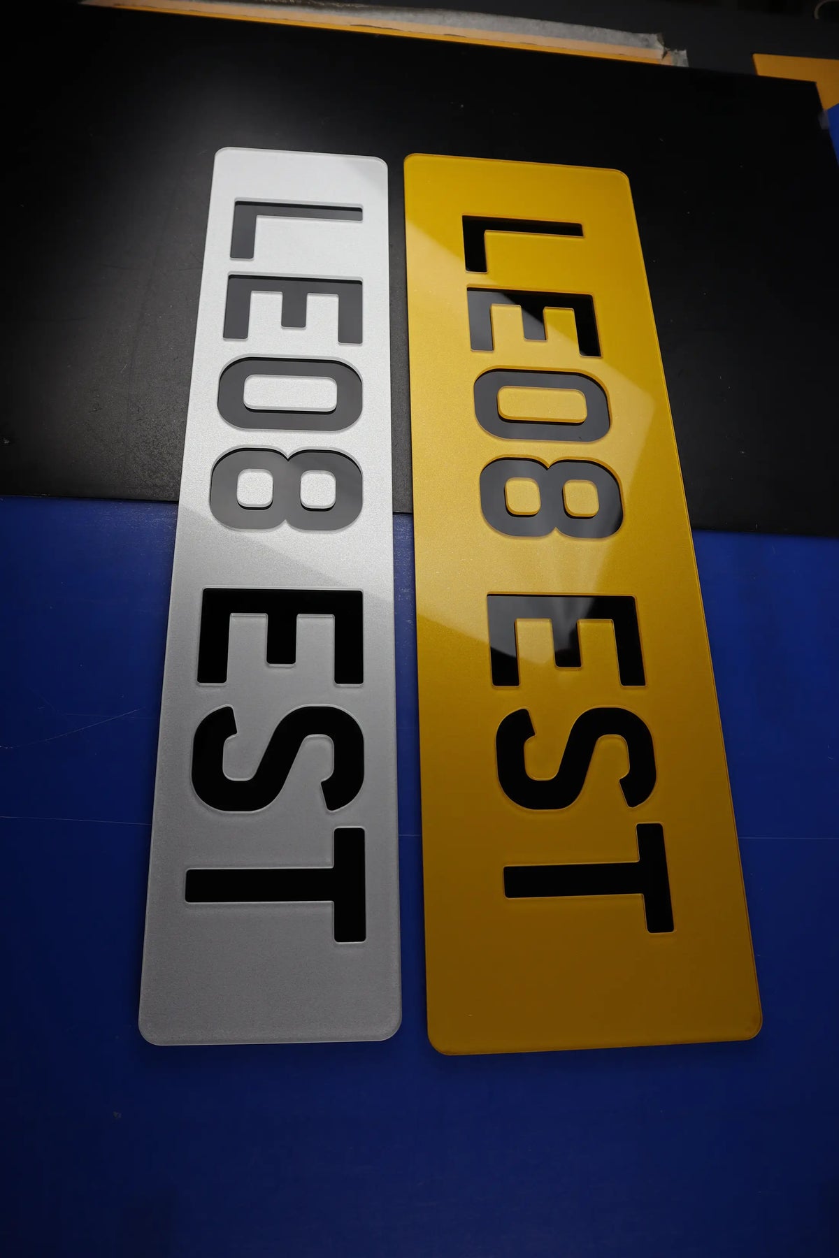 Negative Style Inlaid 5mm Acrylic Number Plates with Printed Border Lookbook Pair LB109
