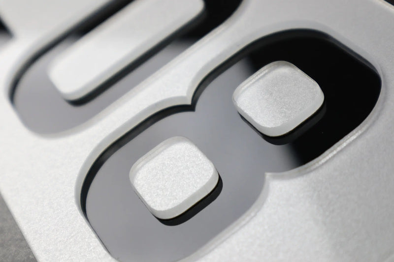 Negative Style Inlaid 5mm Acrylic Number Plates with Printed Border Lookbook Pair LB109