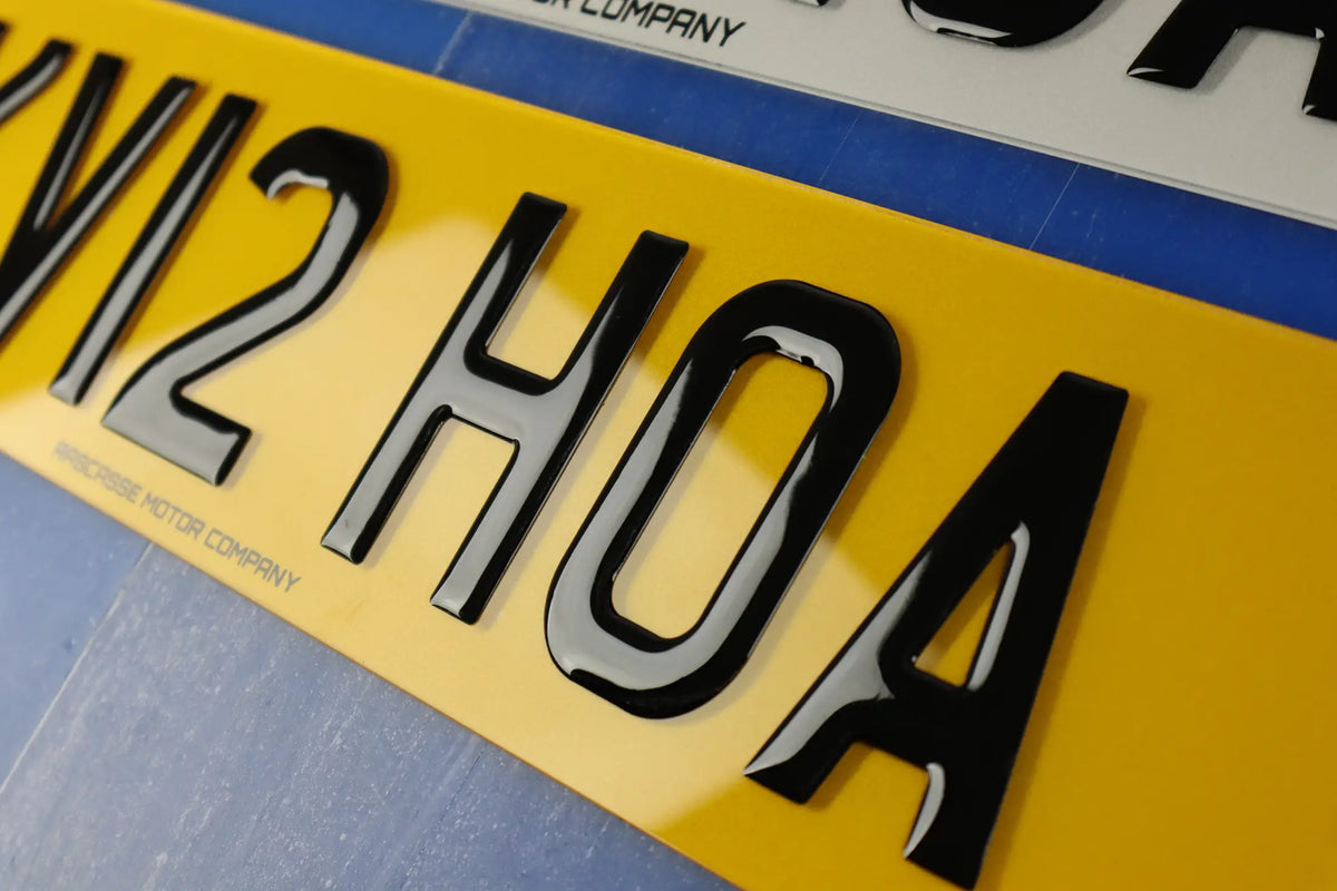 Classic 3D Gel Number Plates with Printed Slogan Lookbook Pair LB111
