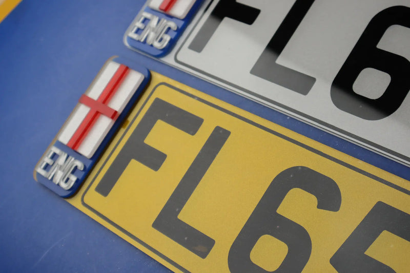 2D Printed Number Plates with Printed Border and Large 4D England Flag Lookbook Pair LB123