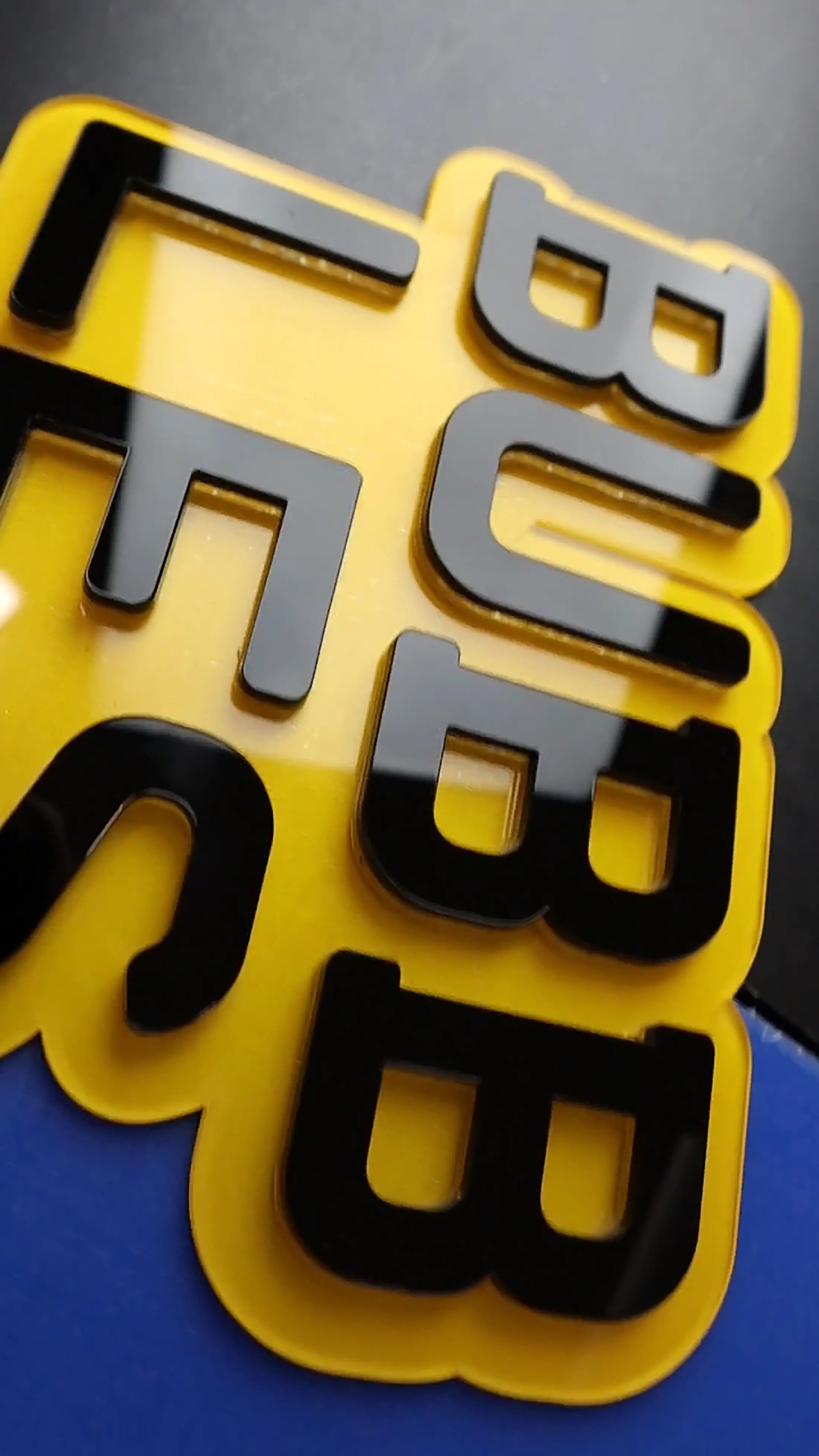 6mm Motorbike Bubble Plate with Transparent Float Lettering LB55