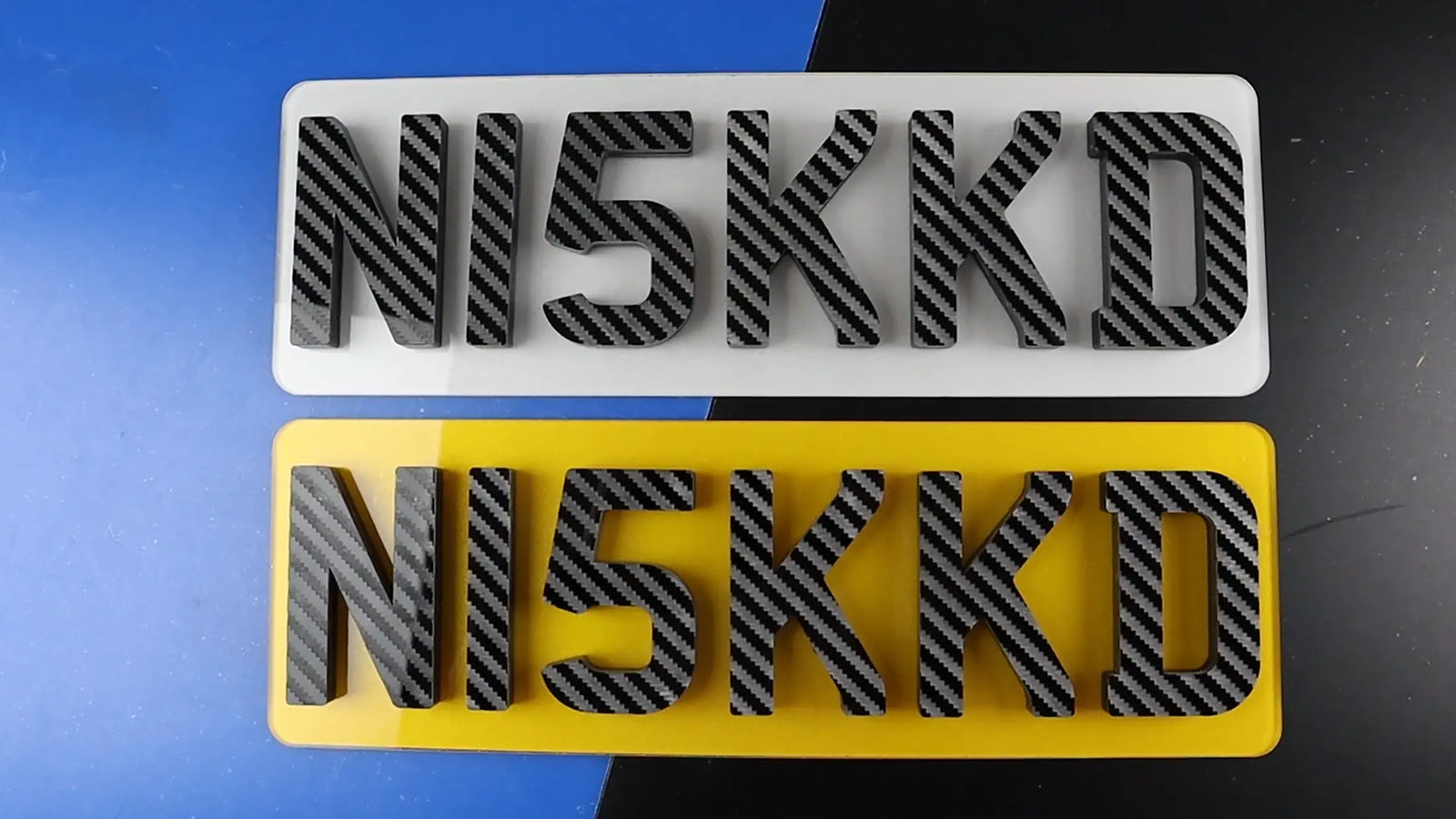 Extra Chunky 10mm Acrylic Plate with Carbon Fibre Engraved Finish Short 36cm Custom Display Plate LB74