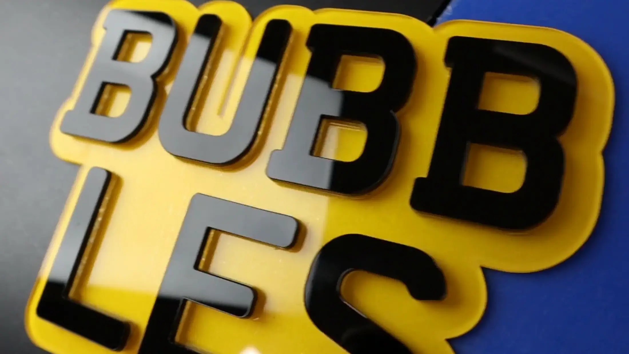 6mm Motorbike Bubble Plate with Transparent Float Lettering LB55