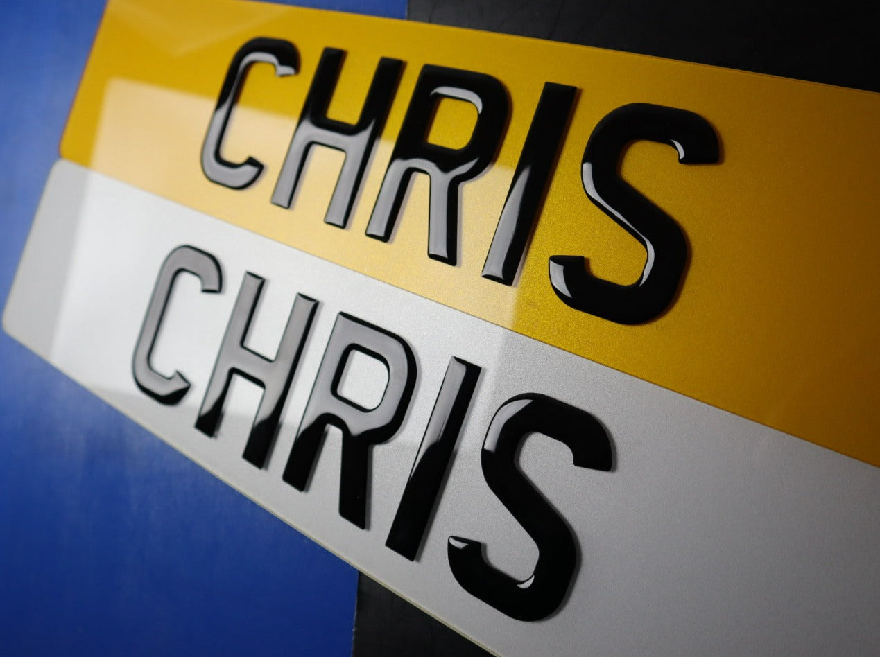 Pair of 3D Gel Single Layer Smooth Raised 4D Number Plates